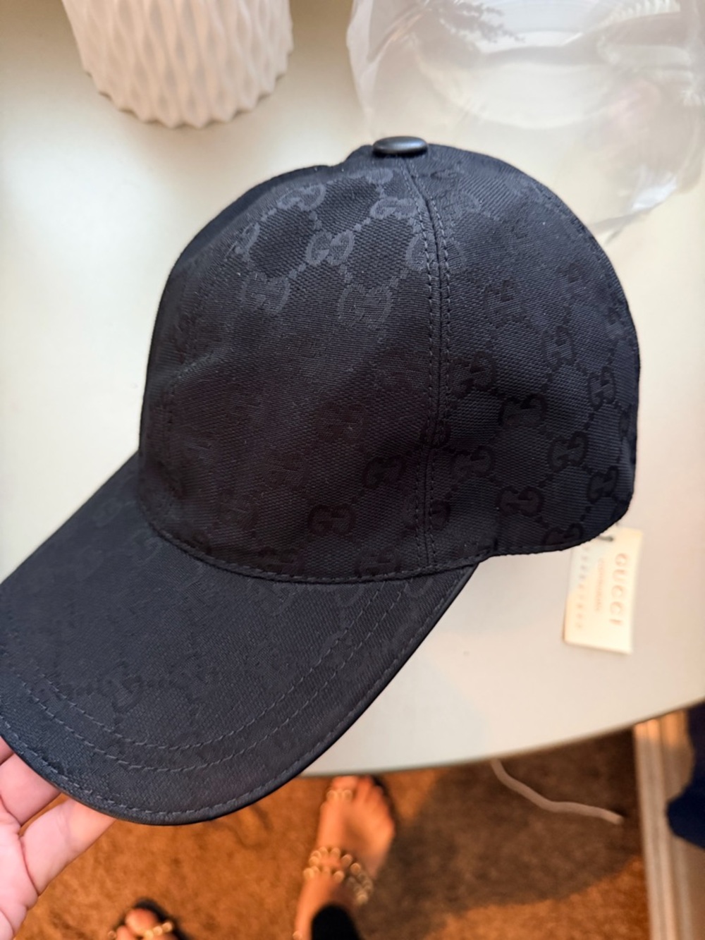 New Gucci Black Monogram Baseball Cap